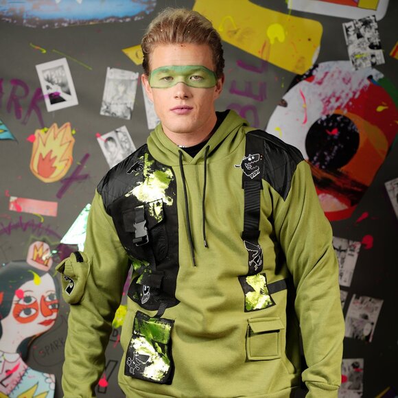 Upcycled Unisex Festival Pullover Hoodie, Street Style, Size L - Picture 1 of 11